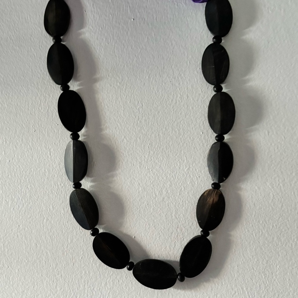 Black Matte Wooden Bead Necklace